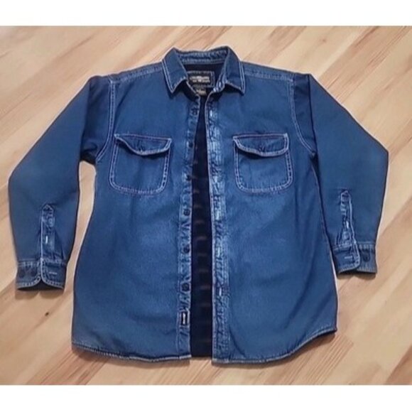 Vintage LEVI'S bluejean Blanket Lined Button Up Med Men Shirt 108480 cotton,warm - Picture 1 of 12
